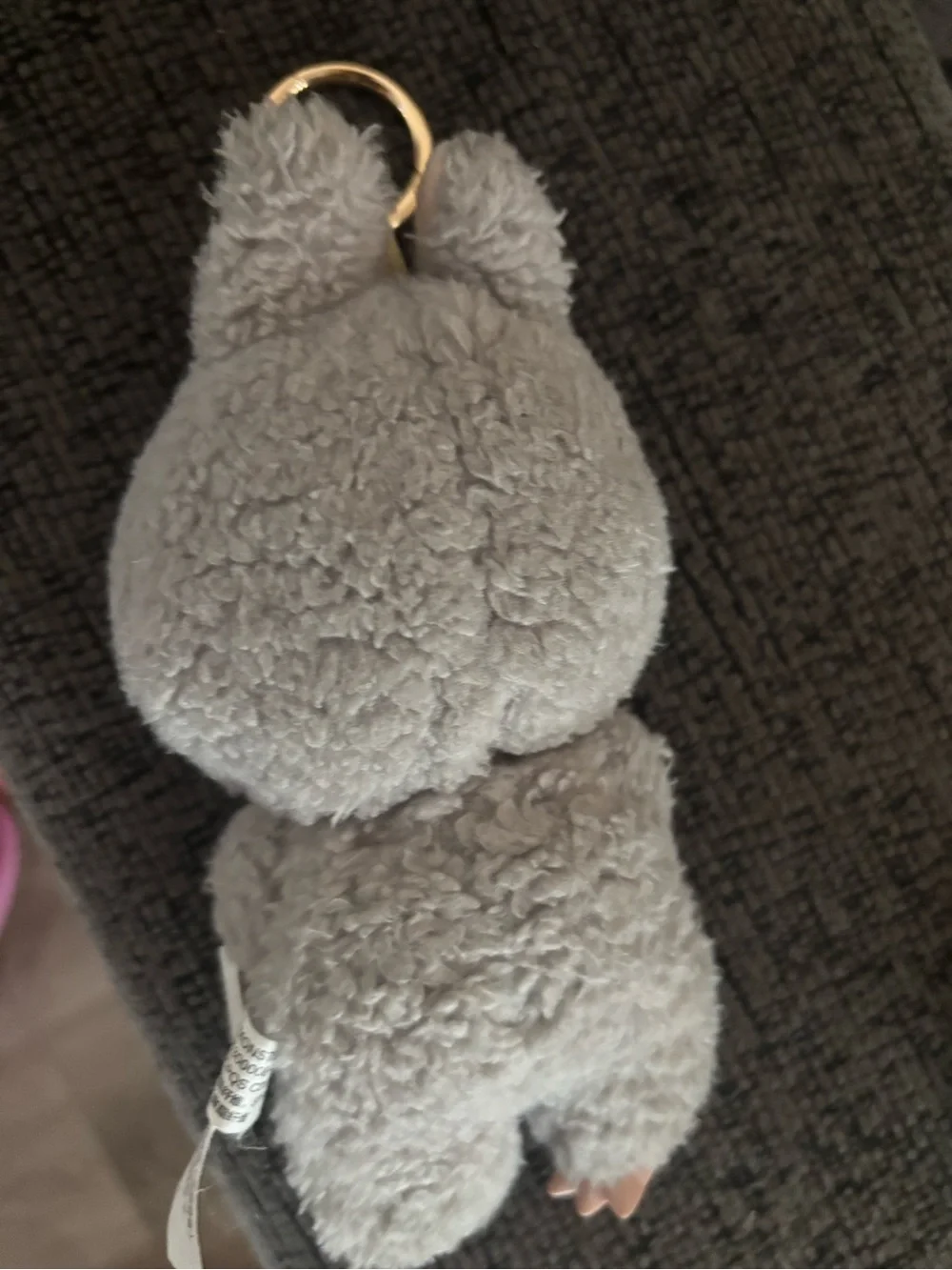 Furry Gray Monster Keychain Plush